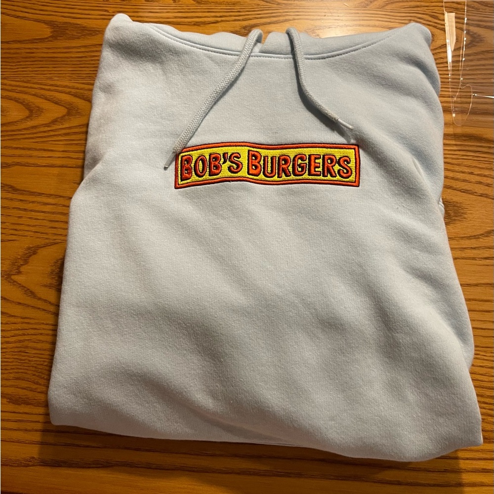 H&M Light Blue Hoodie with Graphic Print of Bobs Burgers - Picture 2 of 7